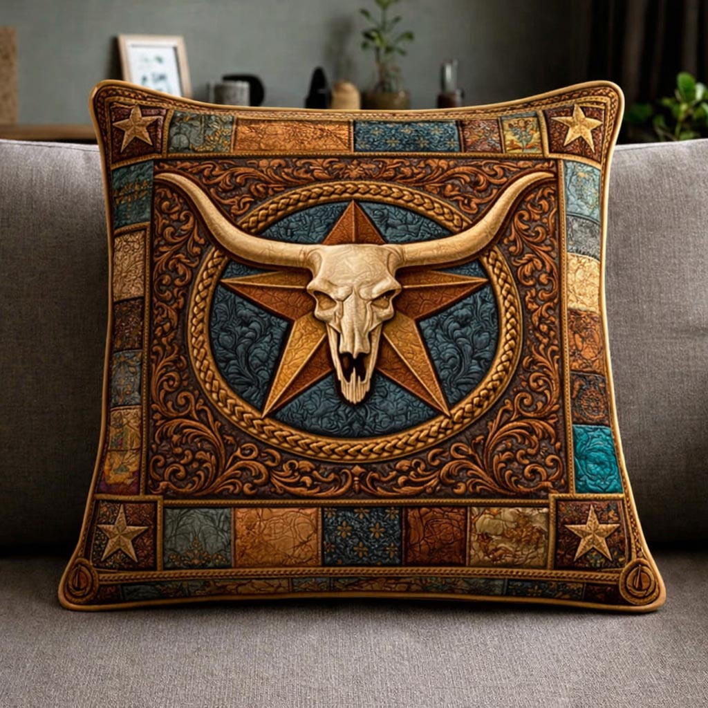 Heritage Patch Quilted Pillow Case Cowboy Lover Gift For Him - Tradiviet