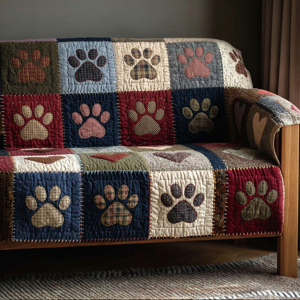 Heritage Paws Quilted Sofa Cover Vintage Pet Couch Cover