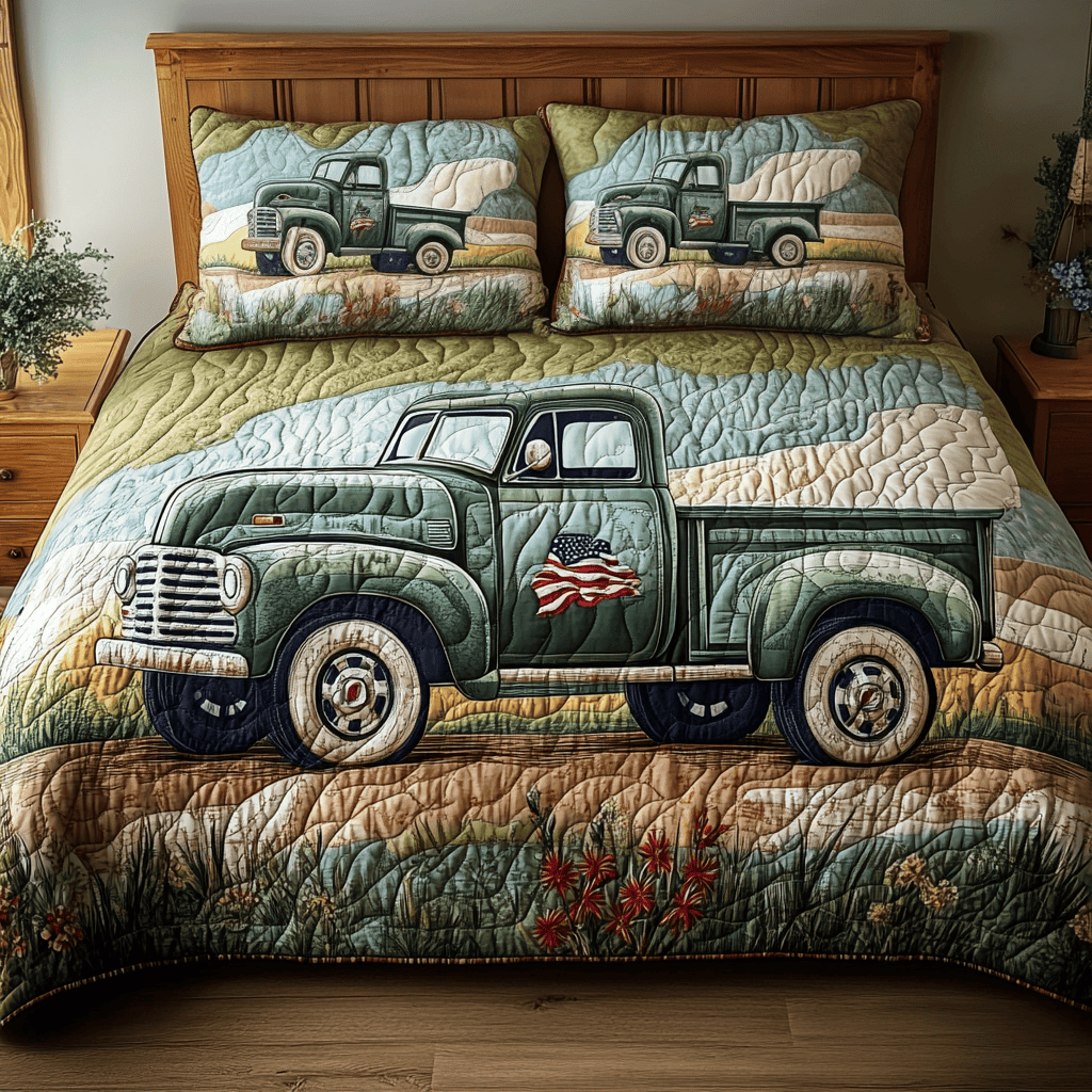 Heritage Wheels  Quilted Bedding Set  Best Comforter Sets 4Th Of July Neighbor Gifts