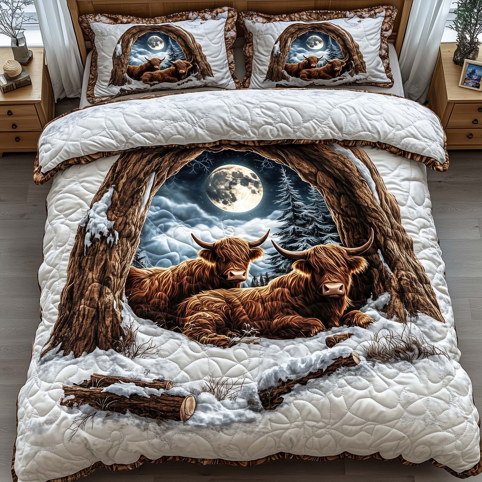 Highland Cow Quilted Bedding Set Bedroom Decorations Highland Cow Gifts For Her - Tradiviet