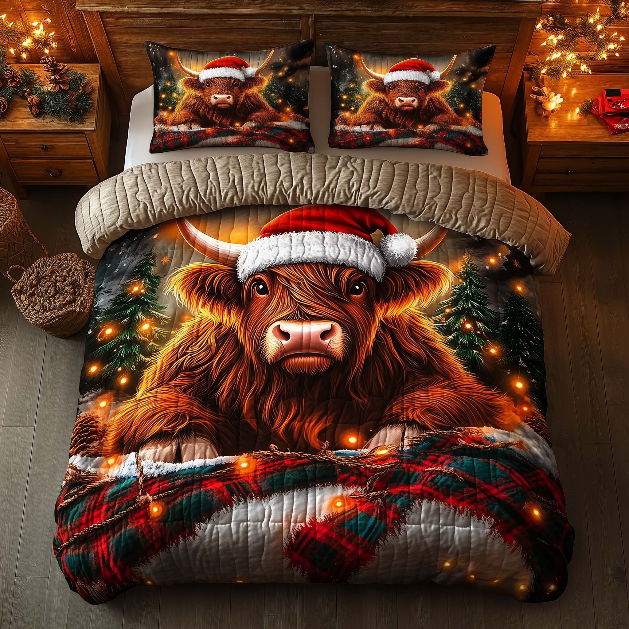 Highland Cow Quilted Bedding Set Bedroom Decorations Highland Cow Themed Gifts - Tradiviet