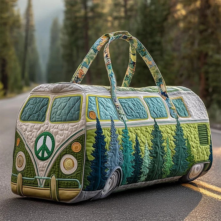 Hippie Forest Plant Quilted Duffle Bag Forest Adventure Camper Gift For Mom - Tradiviet
