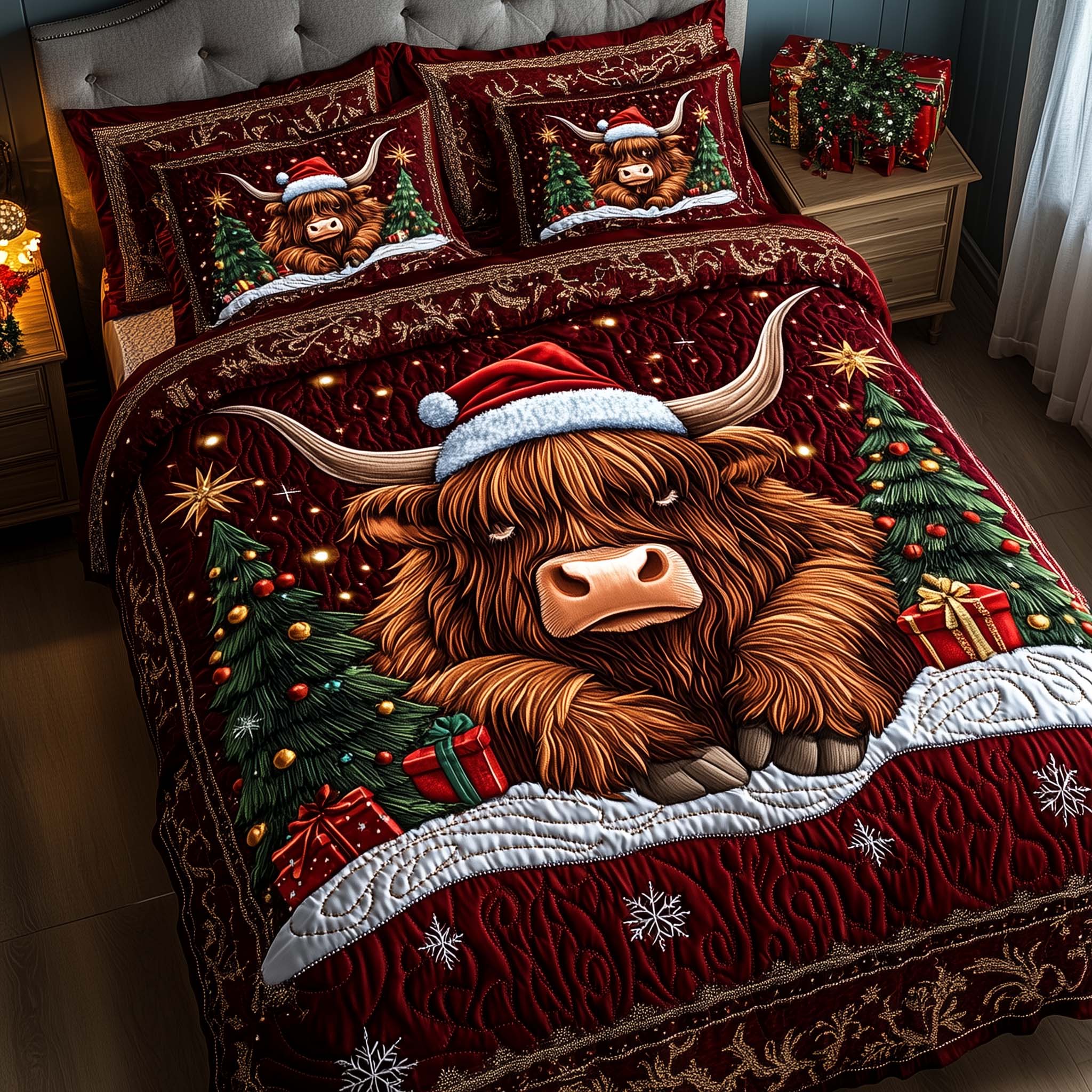 Holiday Farmstead Quilted Bedding Set Holiday Home Decor Ideas Presents For Sister - Tradiviet