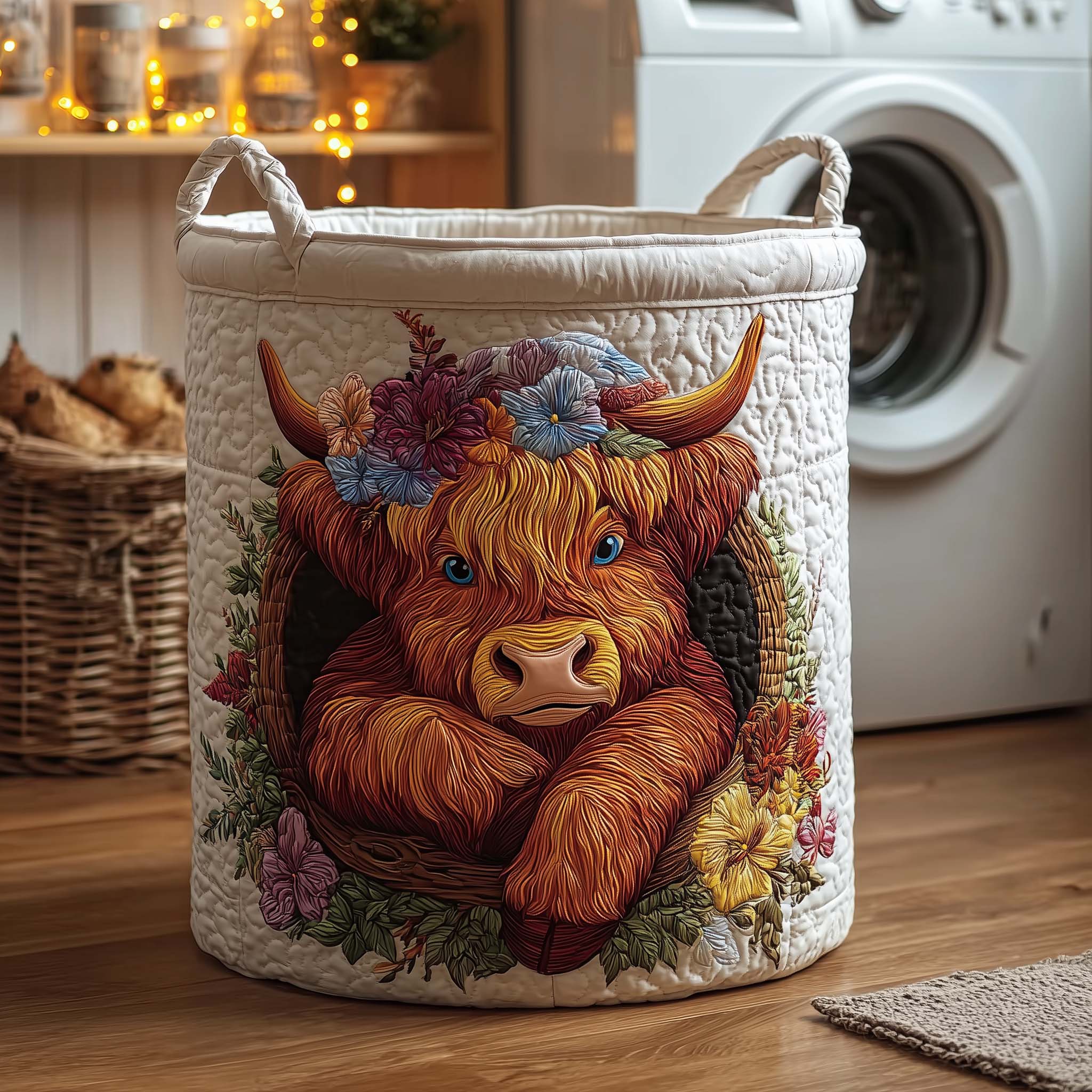Holiday Farmstead Quilted Laundry Basket Cool Laundry Hamper Best Mothers Day Gifts - Tradiviet