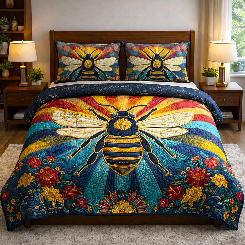 Honey Buzz Quilted Bedding Set Autumn Inspired Bedroo Heartfelt Honey Buzz Gifts - Tradiviet