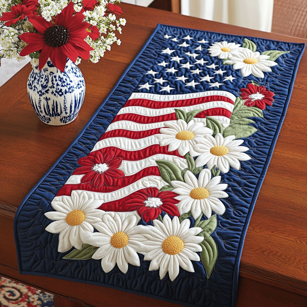 Honor and Heritage Quilted Table Runner  Autumn Table Runner Fourth Of July Birthday Presents