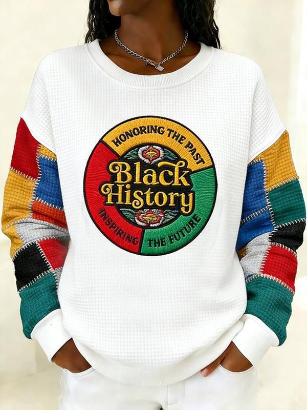 Honoring The Past Inspiring The Future Waffle Sweatshirt Black History Crewneck Gift For Her - Tradiviet - Image 2