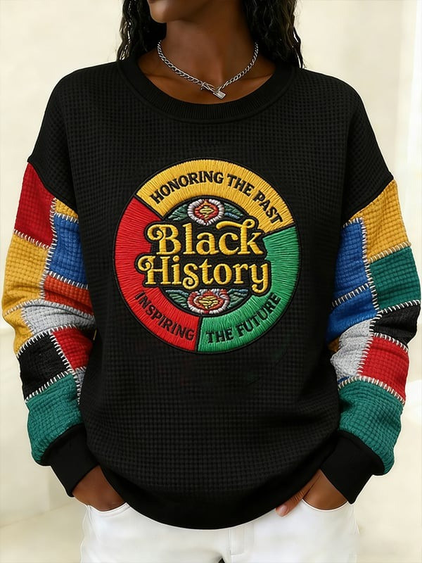 Honoring The Past Inspiring The Future Waffle Sweatshirt Black History Crewneck Gift For Her - Tradiviet