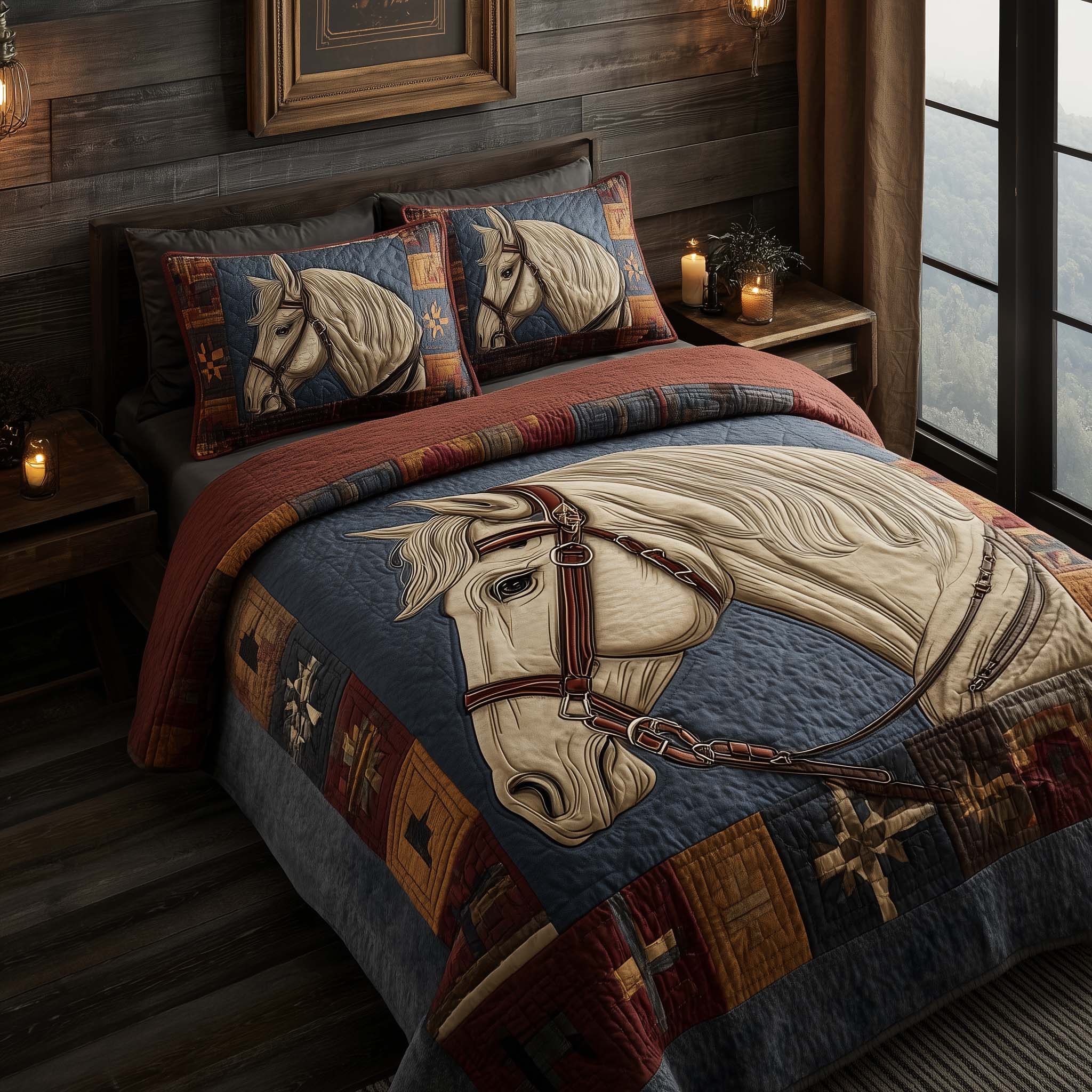 Horse Pride Quilted Bedding Set Autumn Inspired Bedroom Birthday Present Ideas For Horse Lover - Tradiviet