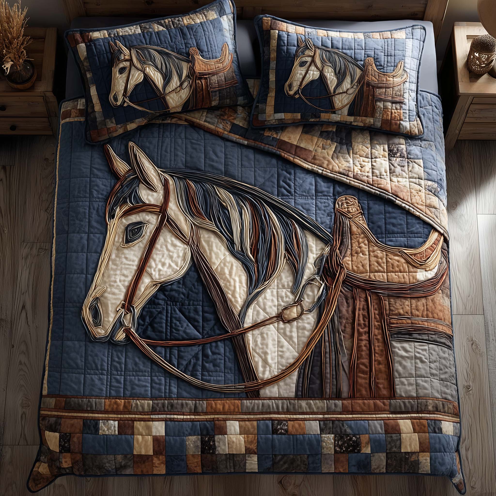 Horse Pride Quilted Bedding Set Bohemian Bedroom Furniture Birthday Gift Ideas For Horse Owners - Tradiviet
