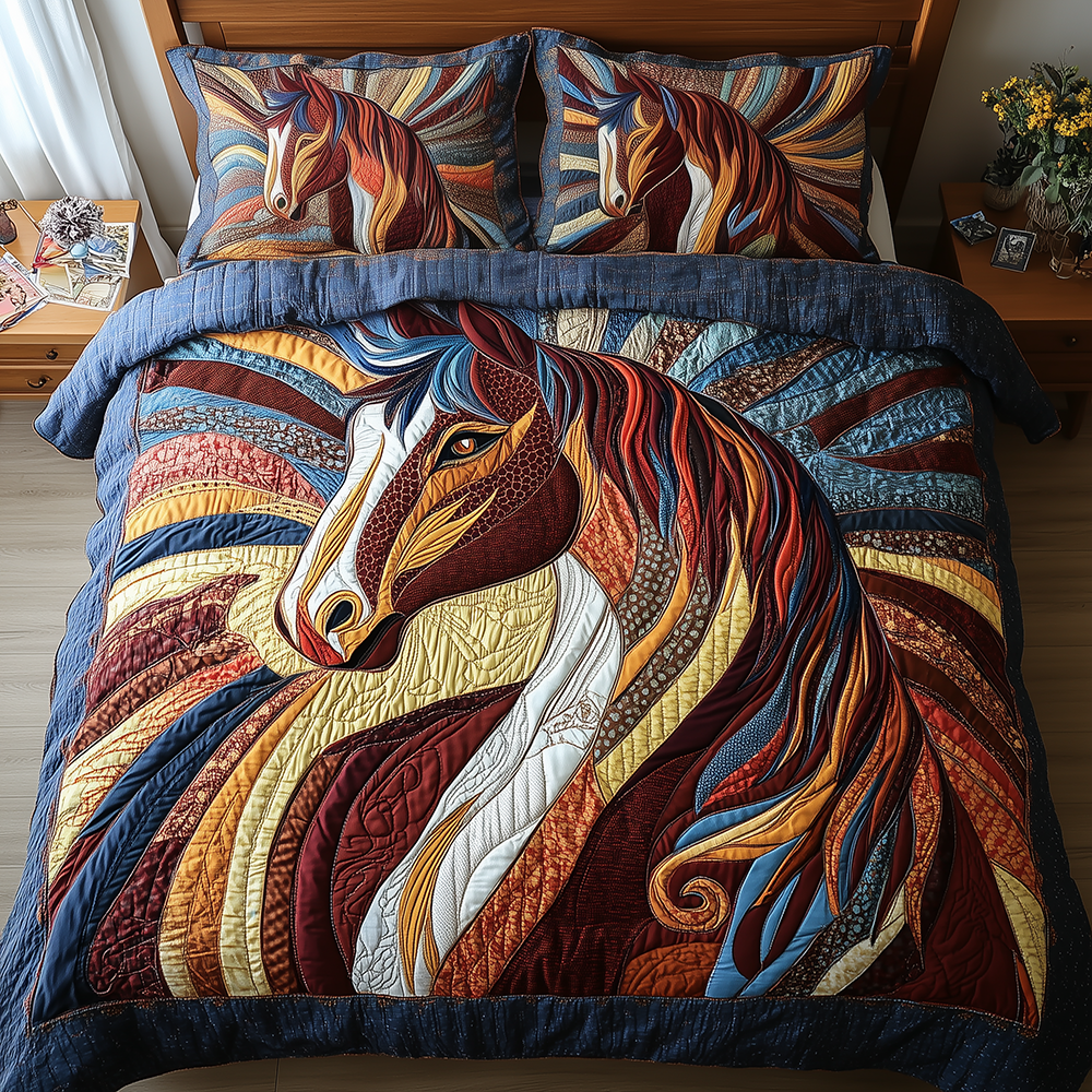 Horse Quilted Bedding Set Holiday Decorations For Your Room Gift For Horse Lover Woman - Tradiviet