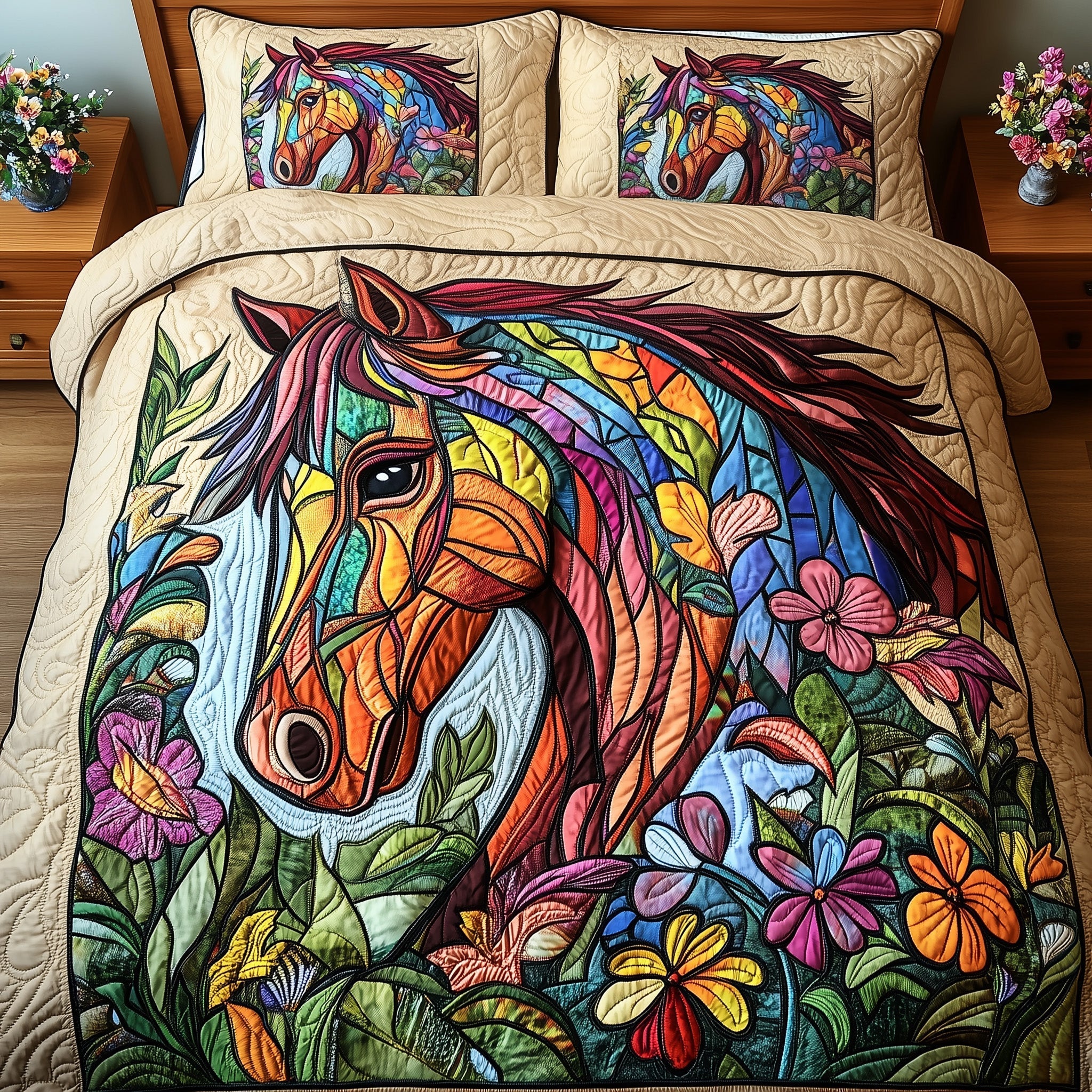 Horse Quilted Bedding Set Holiday Decorations Gifts For Teenage Horse Lovers - Tradiviet