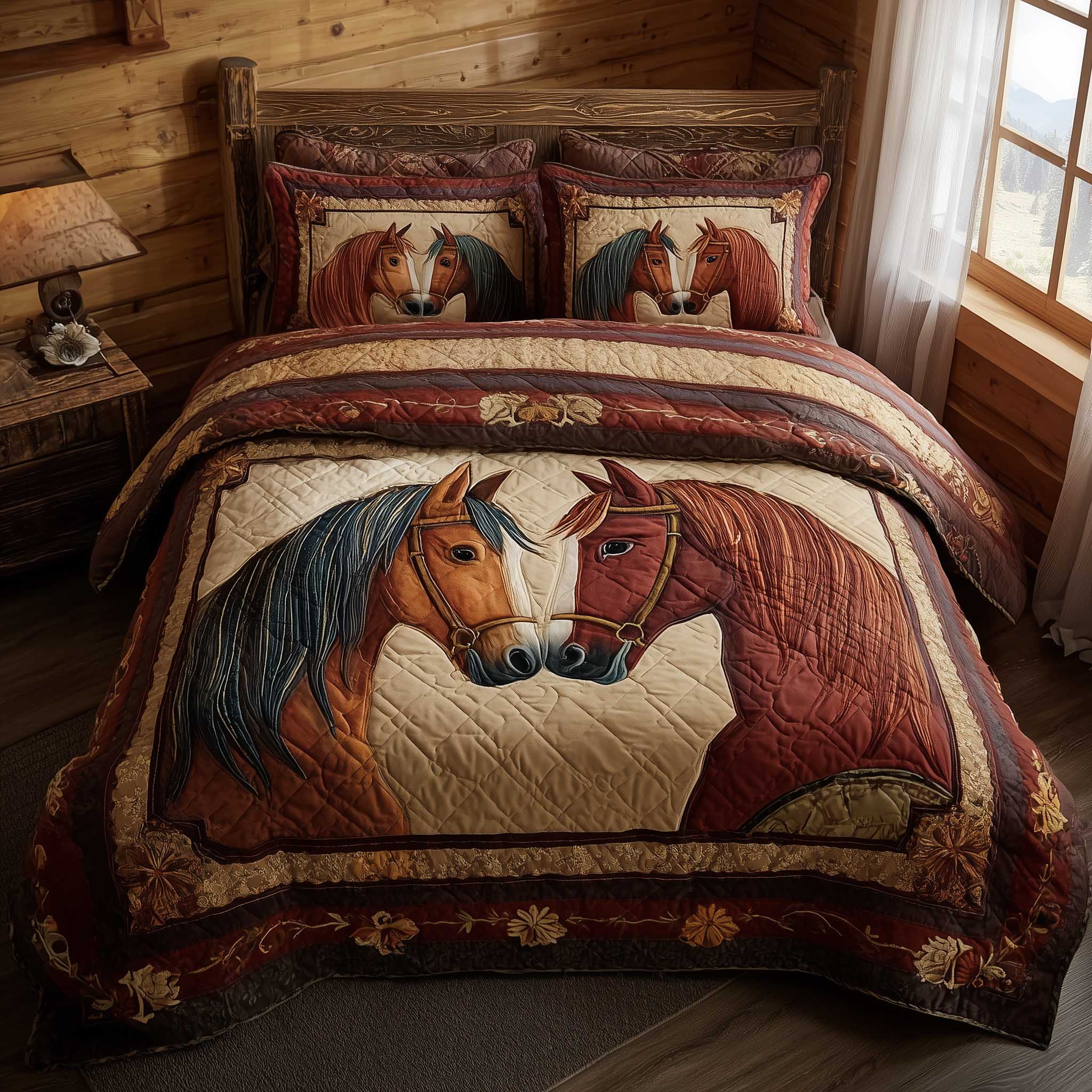 Horse Spirit Quilted Bedding Set Bed Room Decoration Useful Gifts For Horse Owners - Tradiviet