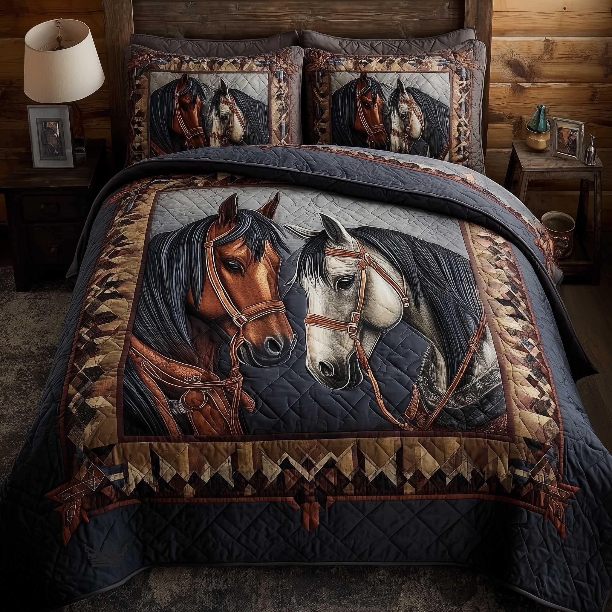 Horse Spirit Quilted Bedding Set Bedroom Decorations Presents For Horse Owners - Tradiviet
