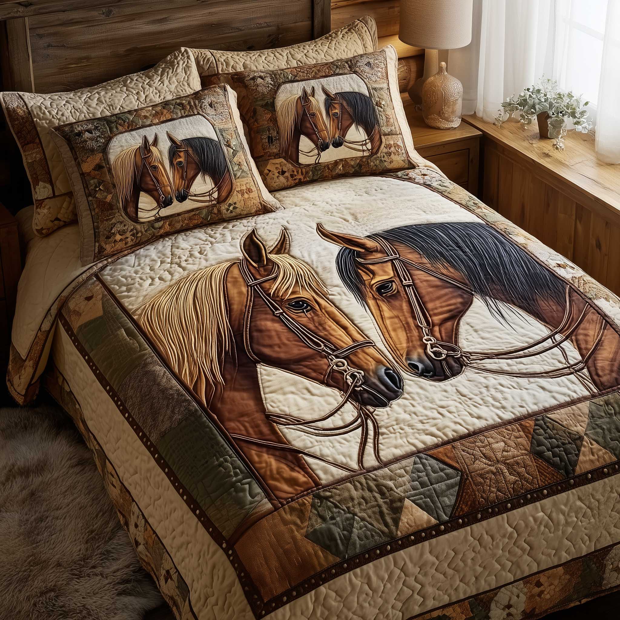 Horse Spirit Quilted Bedding Set Holiday Decorations Gifts For New Horse Owners - Tradiviet