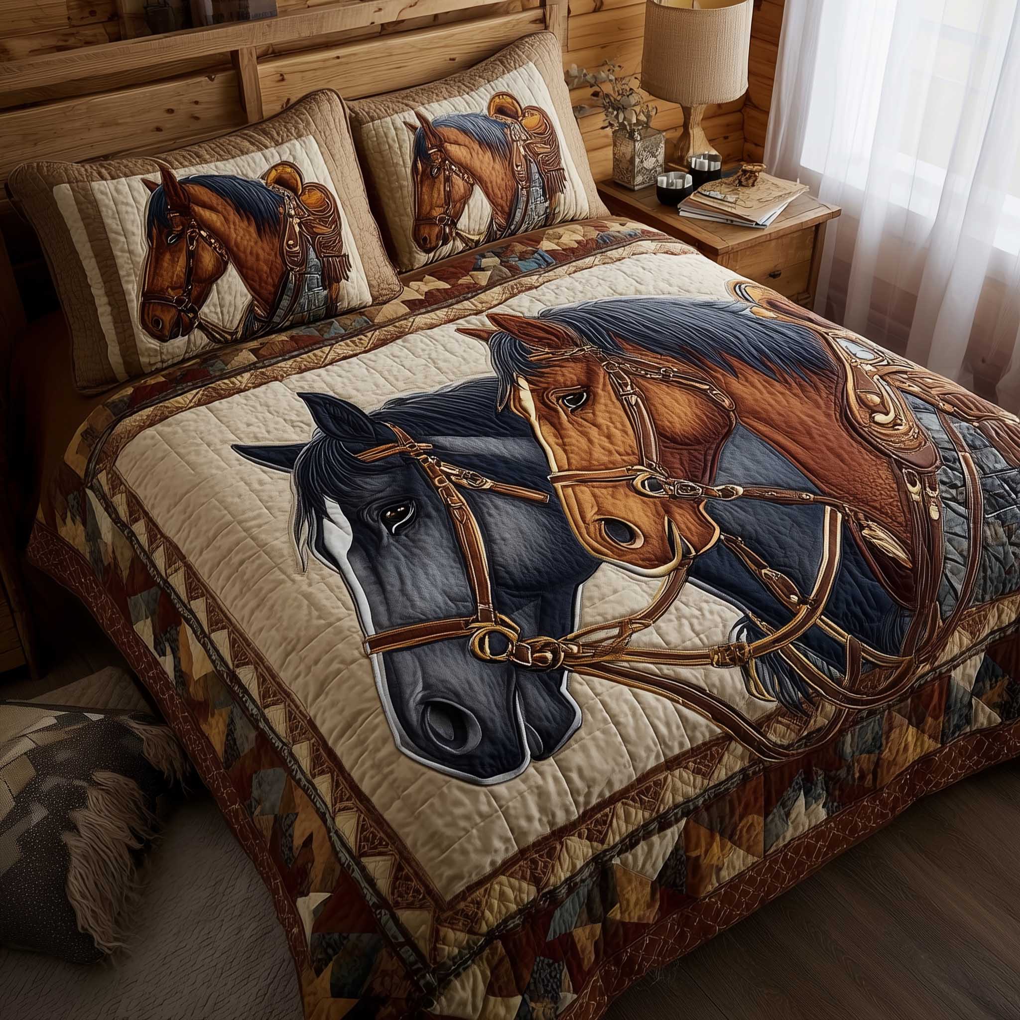 Horse Spirit Quilted Bedding Set Room Decoration Items Great Gifts For Horse Owners - Tradiviet