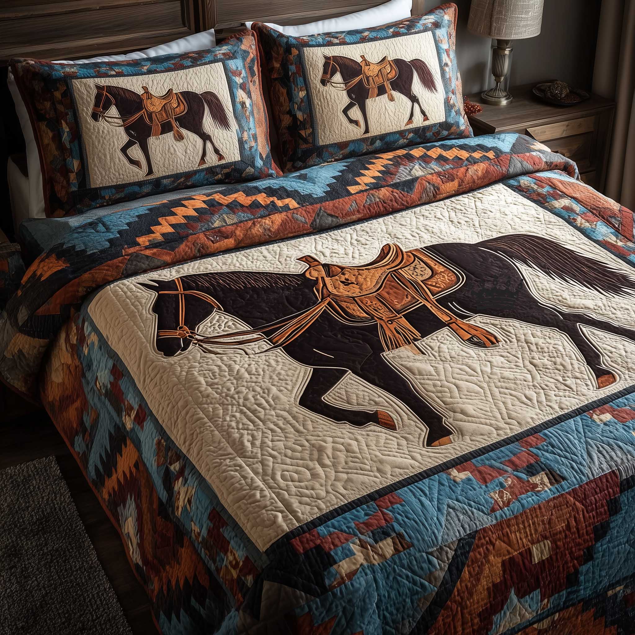 Horse Spirit Quilted Bedding Set Room Decoration Items Retirement Gifts For Horse Lovers - Tradiviet