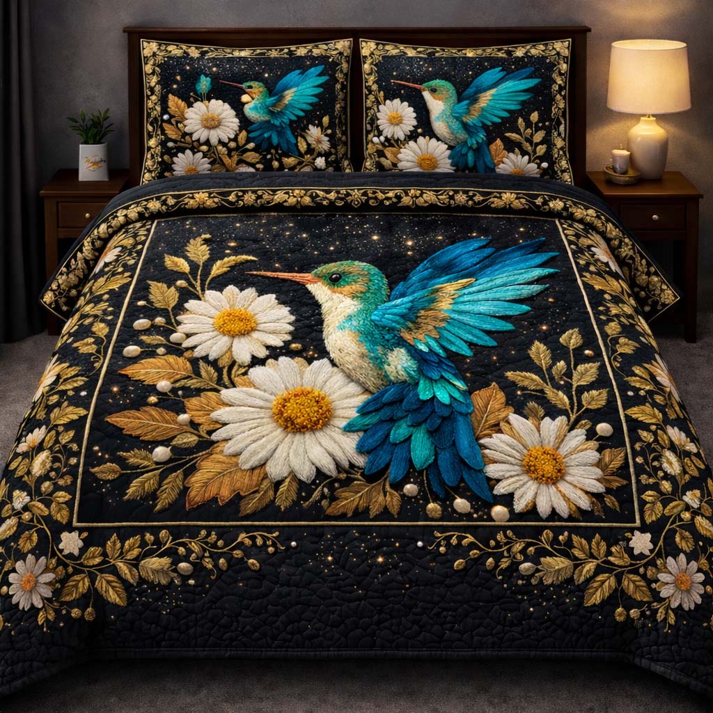 Hummingbird Heaven Quilted Bedding Set Autumn Inspired Bedroom Hummingbird Gift Ideas - Tradiviet