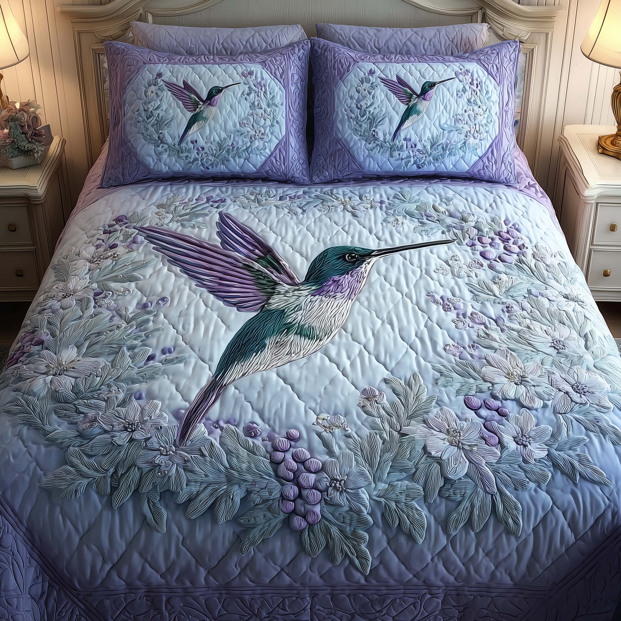 Hummingbird Heaven Quilted Bedding Set Holiday House Decorations Hummingbird Feeder Gift - Tradiviet