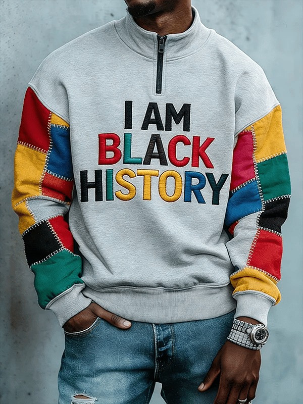 I Am Black History Half Zip Sweatshirt Inspirational Cultural Pride Apparel Gift For Dad - Tradiviet - Image 5