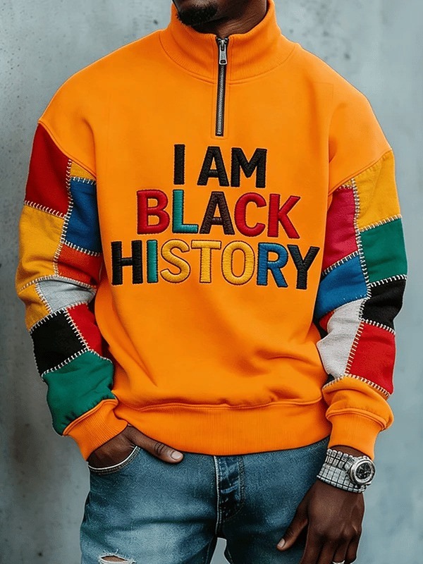 I Am Black History Half Zip Sweatshirt Inspirational Cultural Pride Apparel Gift For Dad - Tradiviet - Image 4