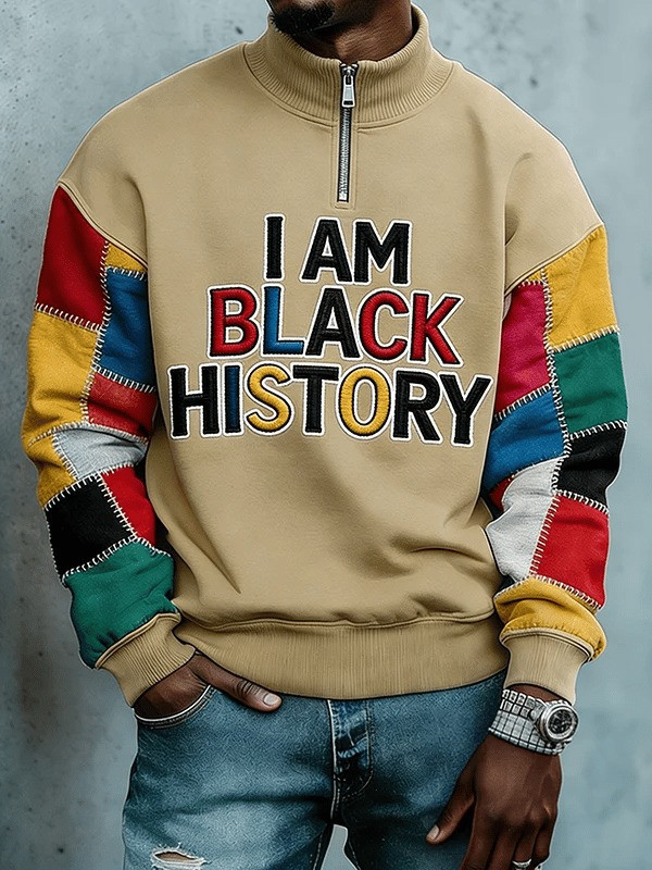 I Am Black History Half Zip Sweatshirt Inspirational Cultural Pride Apparel Gift For Dad - Tradiviet - Image 6