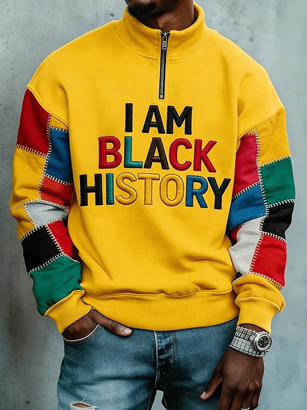 I Am Black History Half Zip Sweatshirt Inspirational Cultural Pride Apparel Gift For Dad - Tradiviet - Image 3