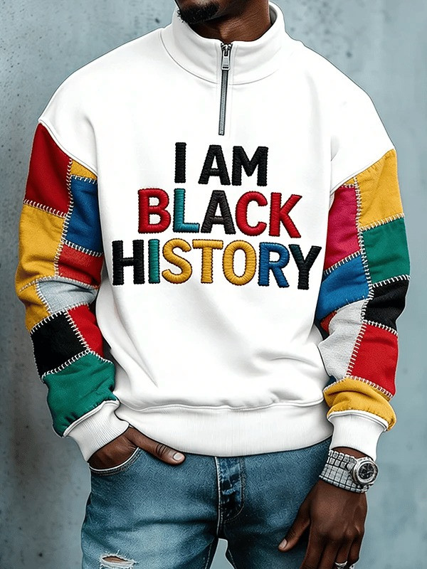 I Am Black History Half Zip Sweatshirt Inspirational Cultural Pride Apparel Gift For Dad - Tradiviet