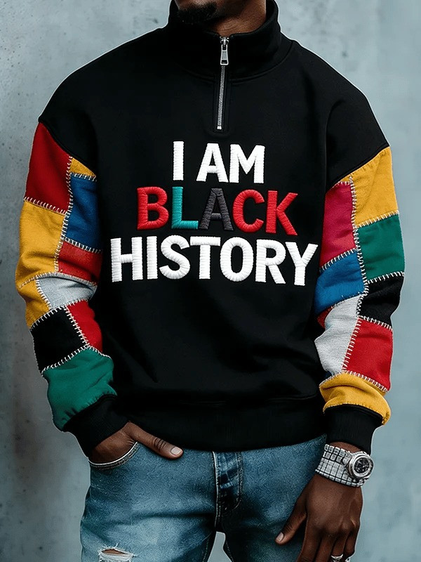 I Am Black History Half Zip Sweatshirt Inspirational Cultural Pride Apparel Gift For Dad - Tradiviet - Image 2