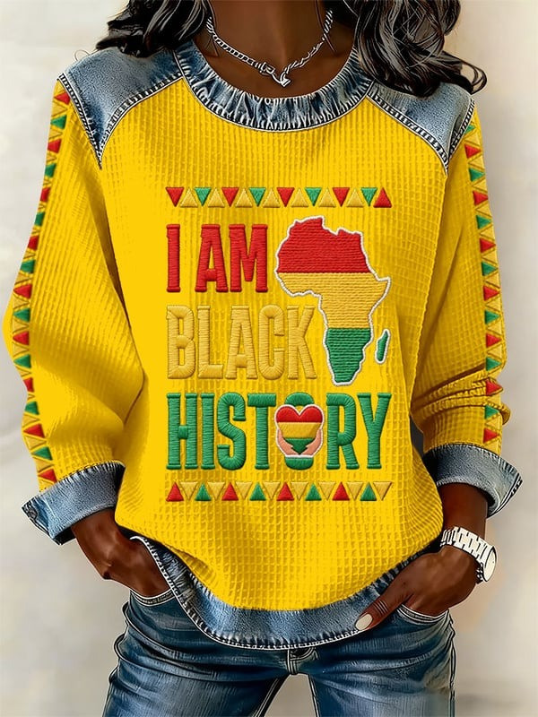 I Am Black History Waffle Sweatshirt Black History Month Crewneck Gift For Women - Tradiviet - Image 4