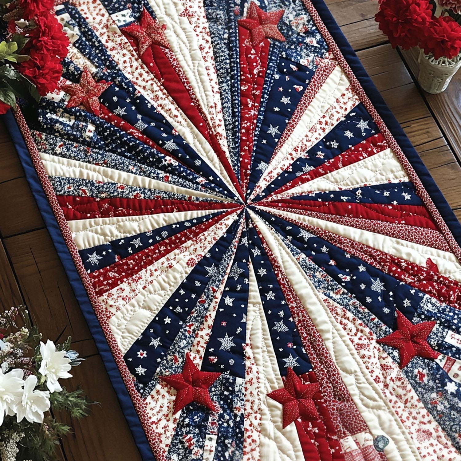 Independence Day Elegance Quilted Table Runner  Holiday Table Runner Fourth Of July Hostess Gifts