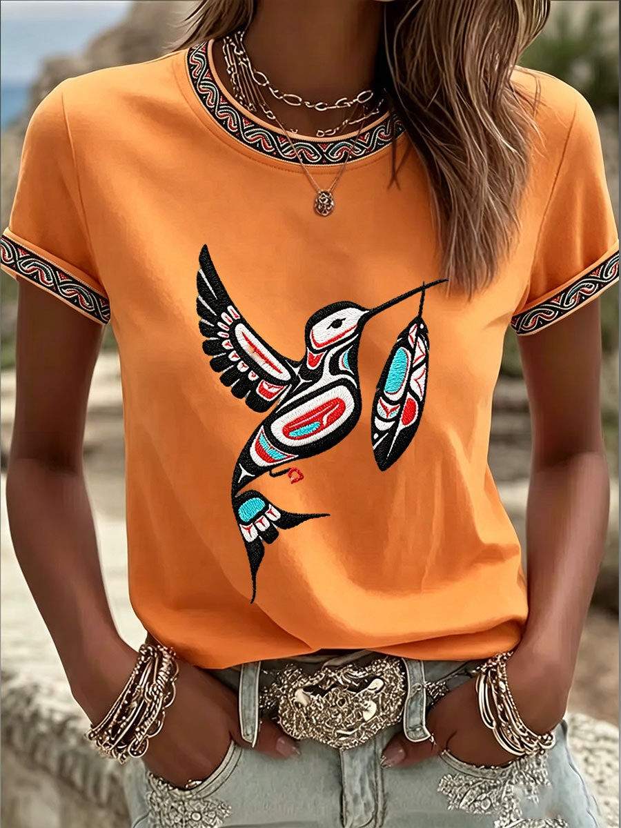 Indigenous Month Merch Tribal Hummingbird T-Shirt Indigenous History Shirt Gift For Mom - Image 3