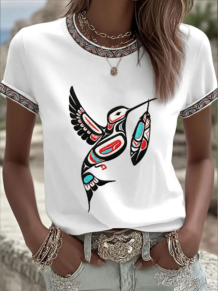 Indigenous Month Merch Tribal Hummingbird T-Shirt Indigenous History Shirt Gift For Mom - Image 2