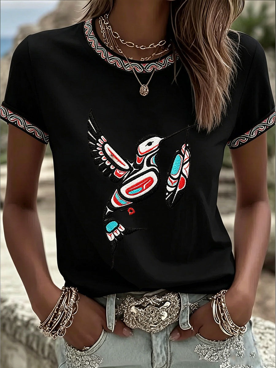 Indigenous Month Merch Tribal Hummingbird T-Shirt Indigenous History Shirt Gift For Mom
