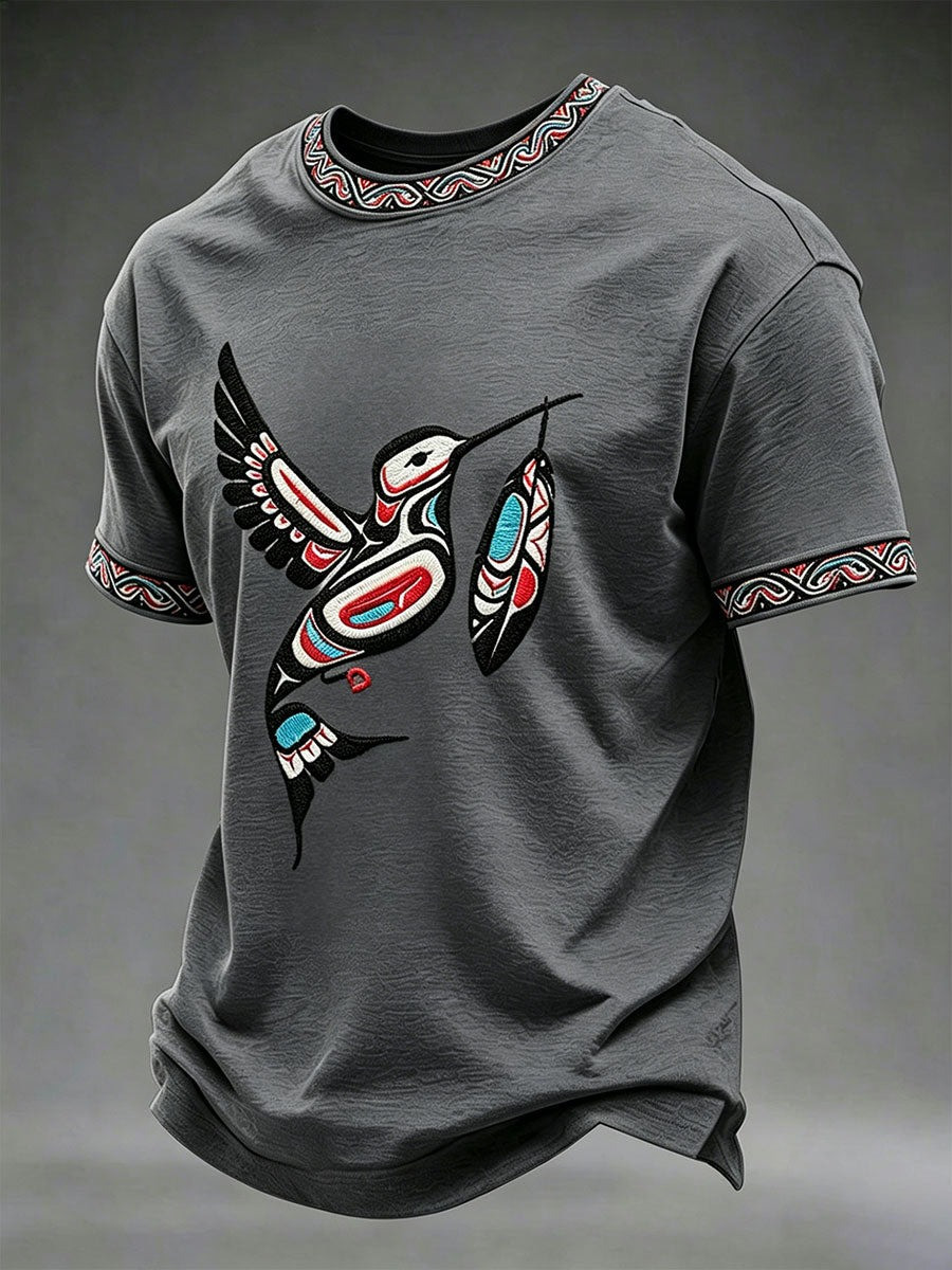Indigenous Month Merch Tribal Hummingbird T-Shirt Native Pride Apparel Patriotic Themed Gifts - Image 2