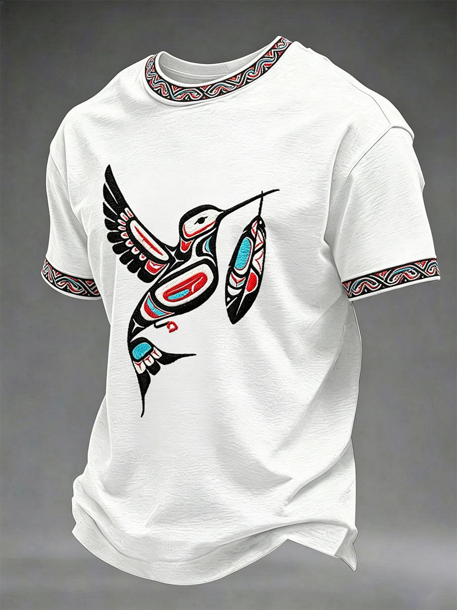 Indigenous Month Merch Tribal Hummingbird T-Shirt Native Pride Apparel Patriotic Themed Gifts - Image 3