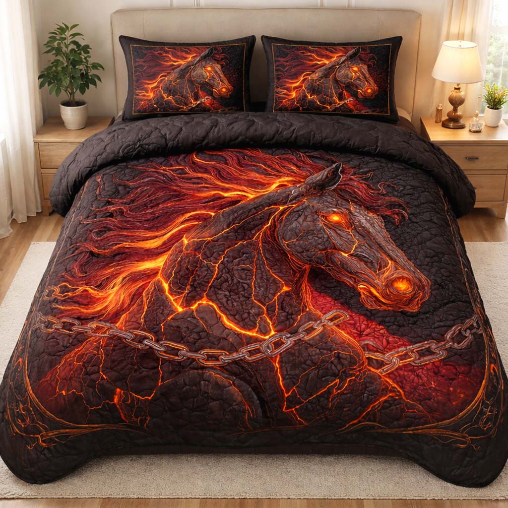 Inferno Spirit Stallion Quilted Bedding Set Holiday Home Decor Mother's Day Gifts - Tradiviet