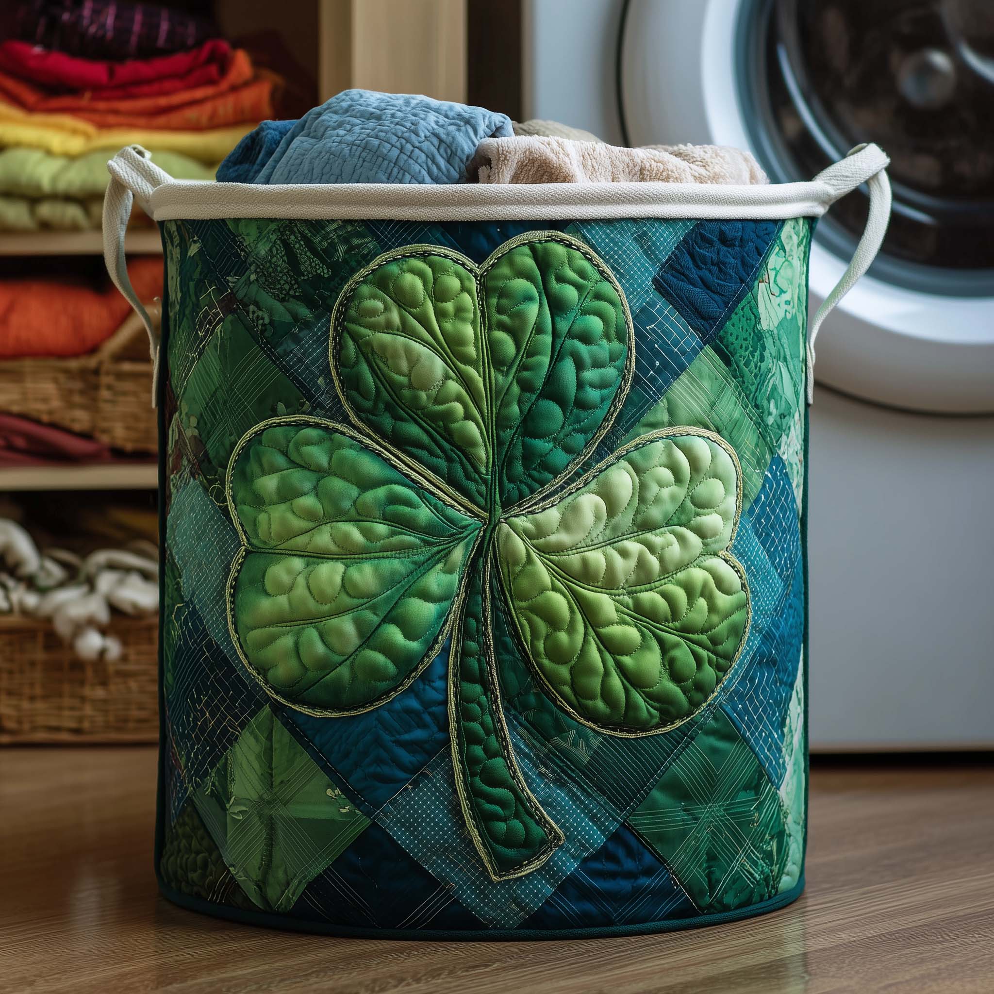 Irish Charm Quilted Laundry Basket Cute Room Decor Gift For Grandma - Tradiviet