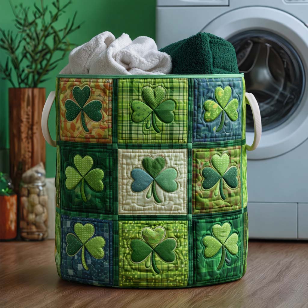 Irish Charm Quilted Laundry Basket Nice Storage Baskets Mother's Day Gifts - Tradiviet