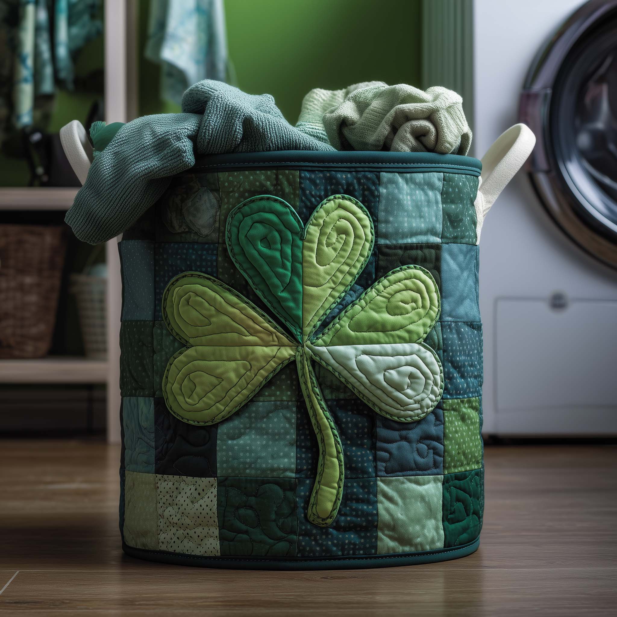 Irish Charm Quilted Laundry Basket Washroom Decor Baskets Gift Ideas For Sister - Tradiviet