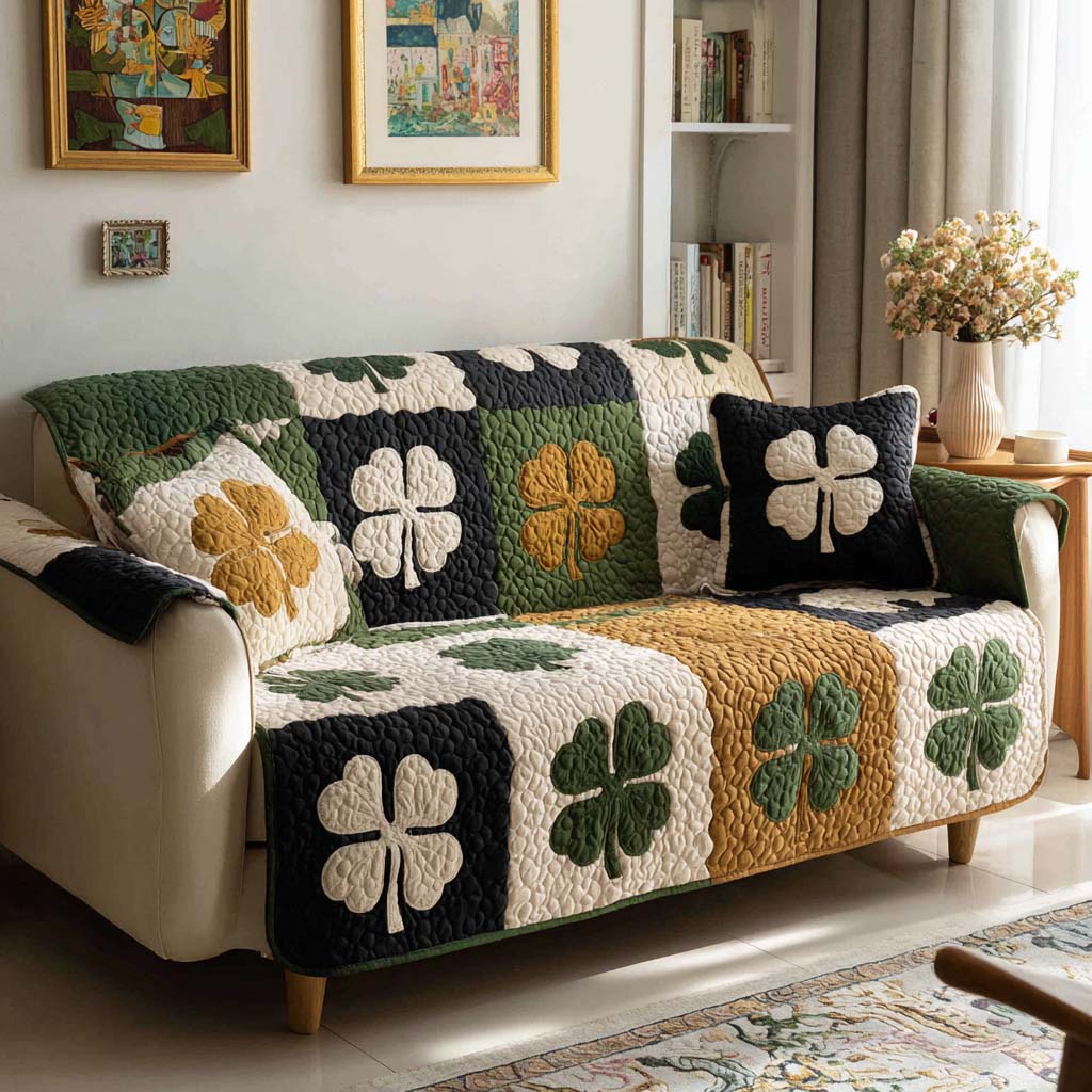 Irish Patch Quilted Sofa Cover Irish Patchwork Pattern Home Decor