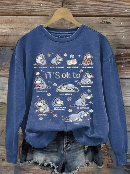 It's Okay To Be Different Eeyore Sweatshirt Autism Awareness Cozy Inspirational Gift For Support - Tradiviet