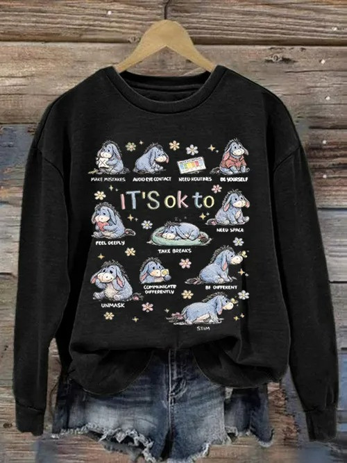 It's Okay To Be Different Eeyore Sweatshirt Autism Awareness Cozy Inspirational Gift For Support - Tradiviet - Image 2