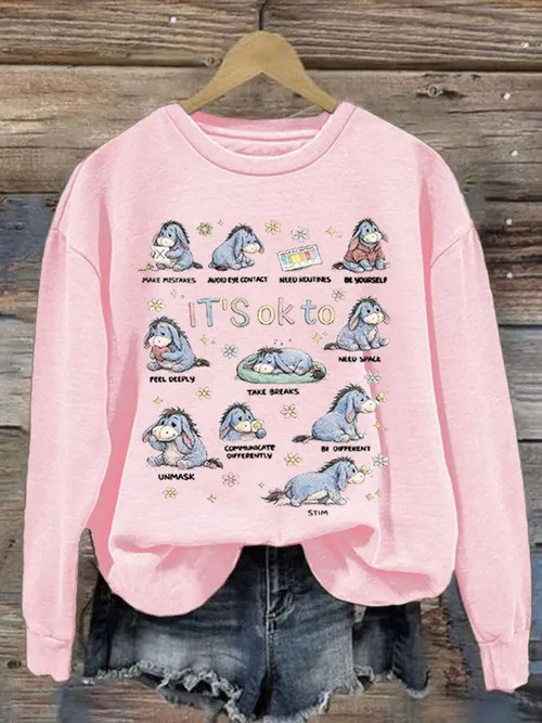 It's Okay To Be Different Eeyore Sweatshirt Autism Awareness Cozy Inspirational Gift For Support - Tradiviet - Image 4