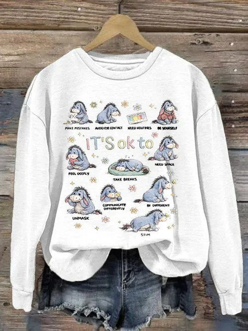 It's Okay To Be Different Eeyore Sweatshirt Autism Awareness Cozy Inspirational Gift For Support - Tradiviet - Image 3