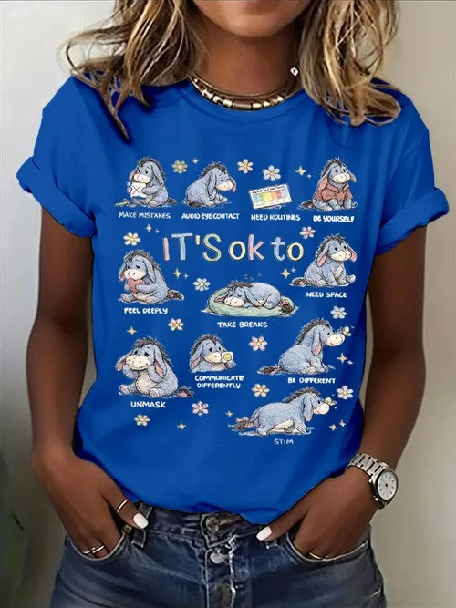 It's Okay To Be Different T-Shirt Autism Awareness Cute Eeyore Illustrations Gift For Women - Tradiviet - Image 3