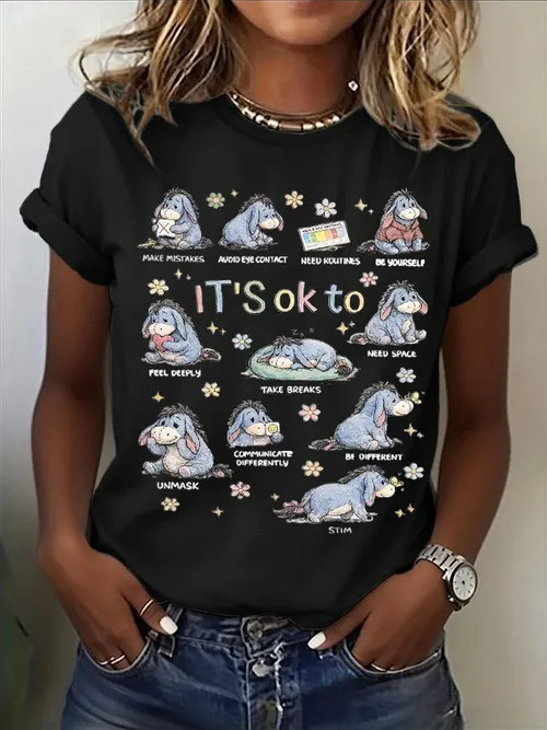 It's Okay To Be Different T-Shirt Autism Awareness Cute Eeyore Illustrations Gift For Women - Tradiviet - Image 2