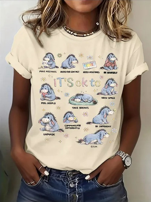 It's Okay To Be Different T-Shirt Autism Awareness Cute Eeyore Illustrations Gift For Women - Tradiviet - Image 4