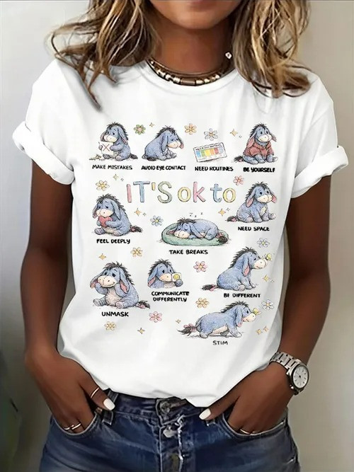It's Okay To Be Different T-Shirt Autism Awareness Cute Eeyore Illustrations Gift For Women - Tradiviet