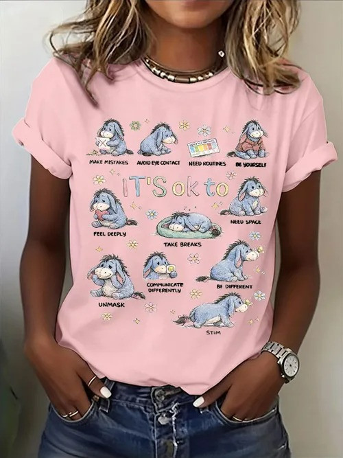 It's Okay To Be Different T-Shirt Autism Awareness Cute Eeyore Illustrations Gift For Women - Tradiviet - Image 5